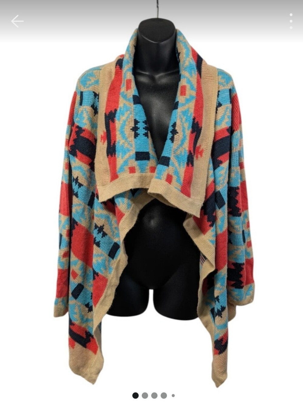 Kate Collection Women Multicolor Aztec Southwestern Knit Cardigan Sweater Size M